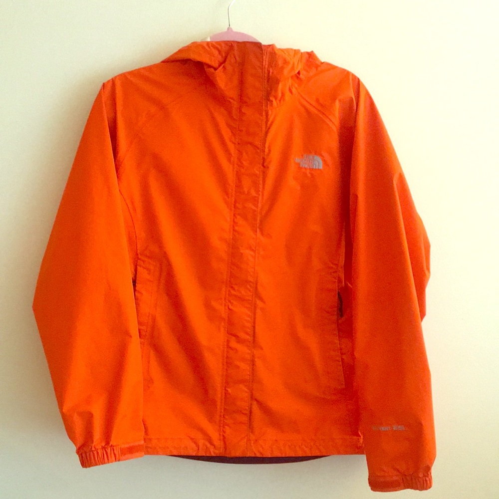 The North Face women’s raincoat, Orange, Medium